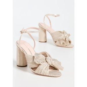 Loeffler Randall | Camellia Knot Sandals with Ankle Strap in Platinum Size 9
